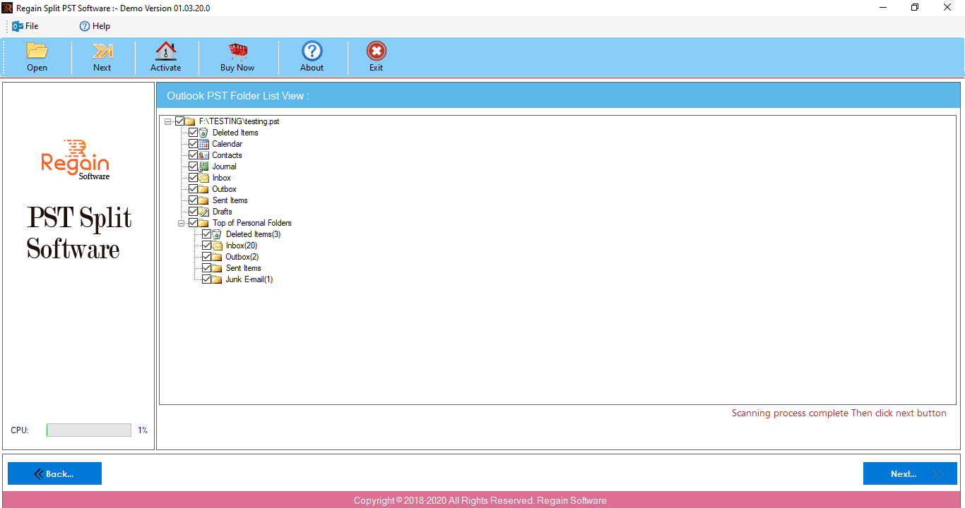 Select PST Files for Splitting